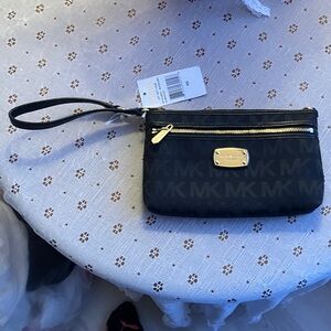 Michael Kors Black and Gold Wristlet
